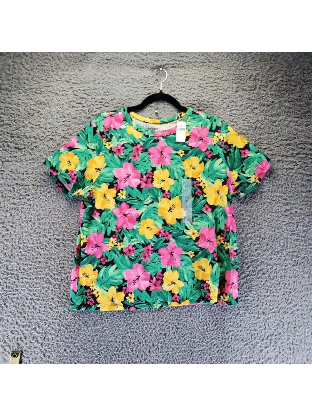 Old Navy Top Womens Large Tropical Rainforest Cotton Crewneck Tee *NWT*
